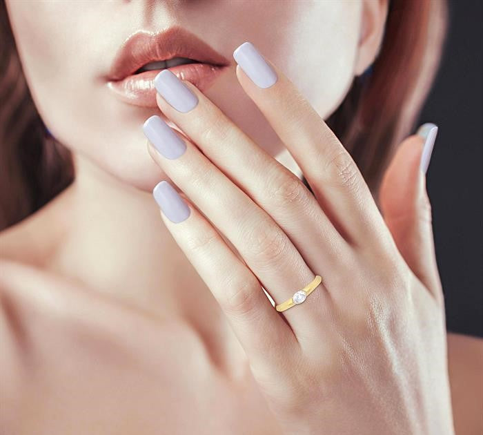 1/3 Ctw East-West Set Oval Cut Diamond Solitaire Fashion Ring in 14K Yellow Gold
