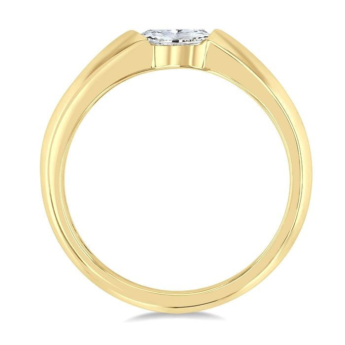 1/3 Ctw East-West Set Pear Cut Diamond Solitaire Fashion Ring in 14K Yellow Gold