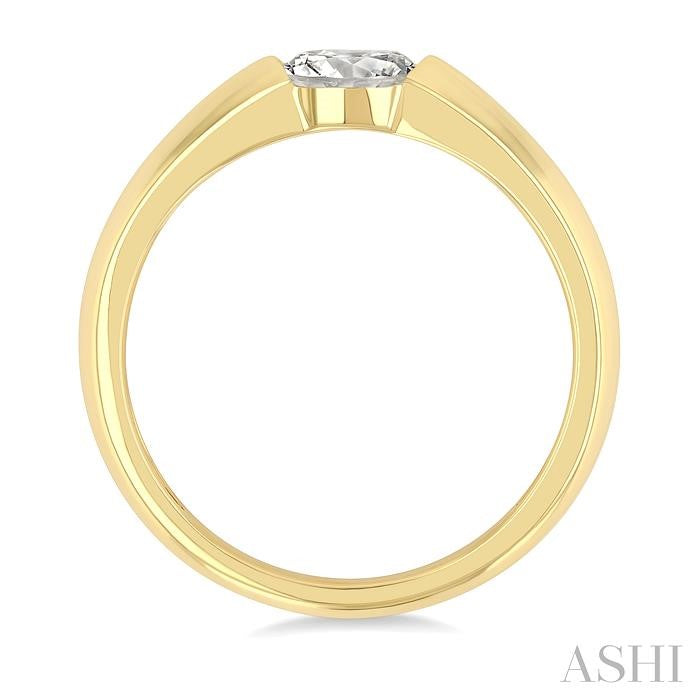 1/3 Ctw East-West Set Oval Cut Diamond Solitaire Fashion Ring in 14K Yellow Gold