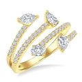 7/8 Ctw Split Open Bypass 4-Stone Mixed Diamond Cut Fashion Ring in 14K Yellow Gold