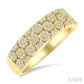 3/8 Ctw Round Cut Diamond Hexagon Shape Honeycomb Fashion Band in 14K Yellow Gold