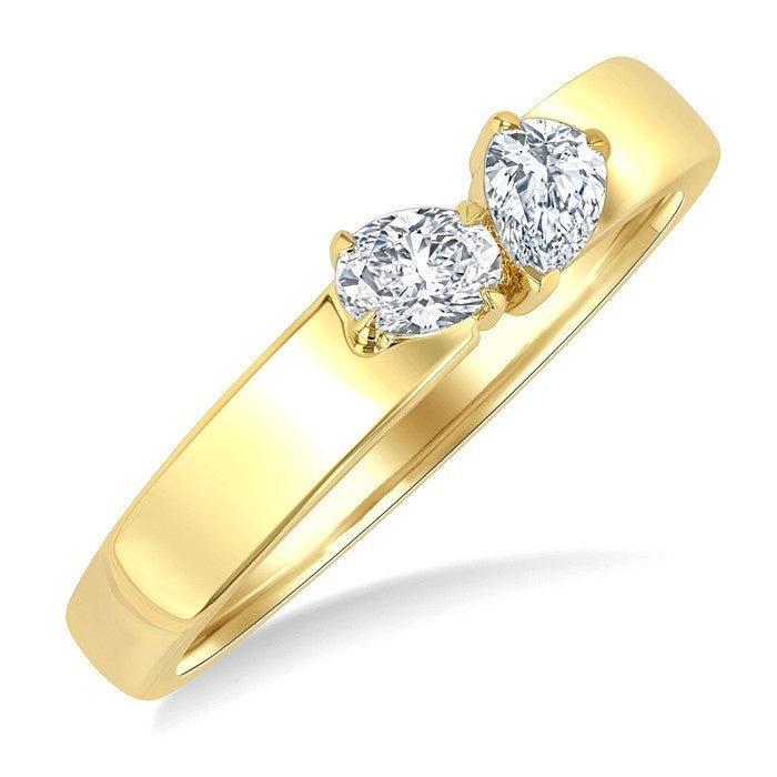 1/3 Ctw Toi Et Moi 2-Stone Pear and Oval Cut Diamond Fashion Ring in 14K Yellow Gold