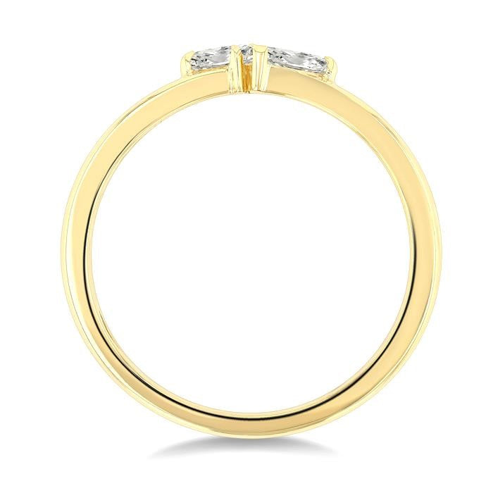 1/3 Ctw Toi Et Moi 2-Stone Pear and Oval Cut Diamond Fashion Ring in 14K Yellow Gold