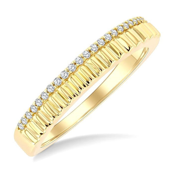 1/10 Ctw Ribbed Round Cut Diamond Pirouette Fashion Band in 10K Yellow Gold