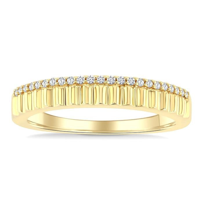 1/10 Ctw Ribbed Round Cut Diamond Pirouette Fashion Band in 10K Yellow Gold