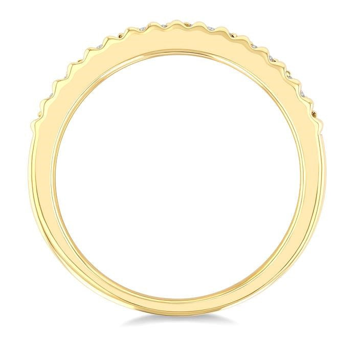 1/10 Ctw Ribbed Round Cut Diamond Pirouette Fashion Band in 10K Yellow Gold