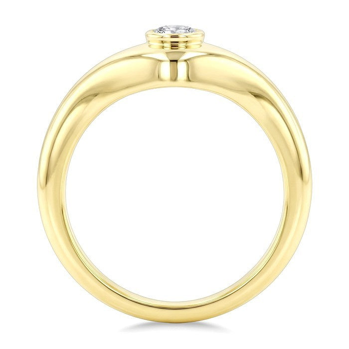 1/5 Ctw Round Cut Golden Glow Diamond Fashion Signet Ring in 10K Yellow Gold