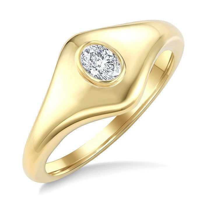 1/5 Ctw Oval Cut Golden Glow Diamond Fashion Signet Ring in 10K Yellow Gold