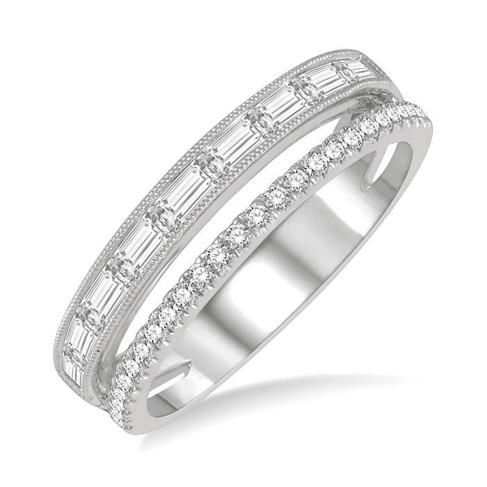 Double Row Baguette Diamond Fashion Band
