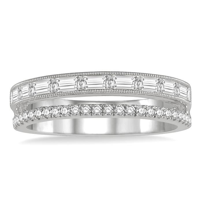 Double Row Baguette Diamond Fashion Band