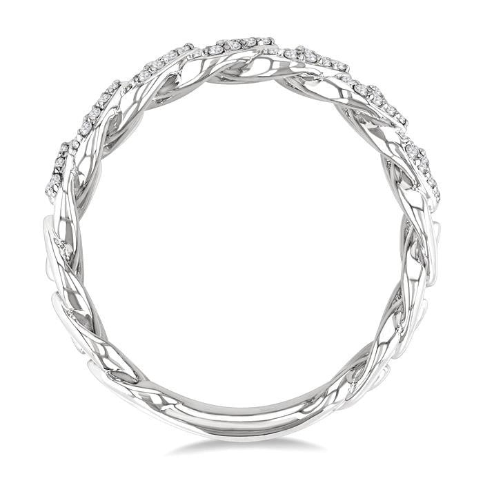 1/2 Ctw Cuban Link Round Cut Diamond Fashion Band in 14K White Gold