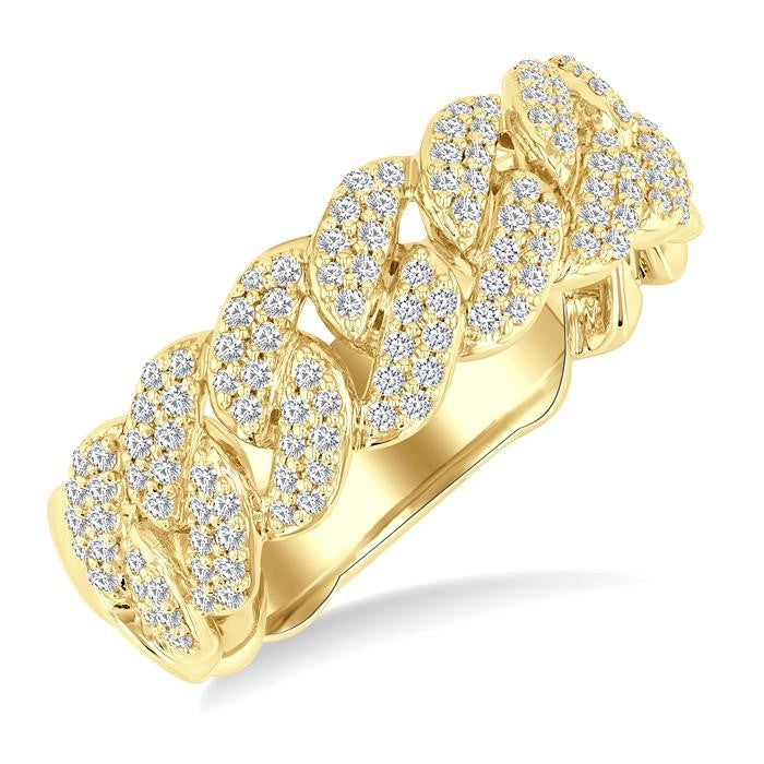 1/2 Ctw Cuban Link Round Cut Diamond Fashion Band in 14K Yellow Gold