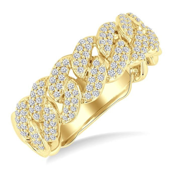 1/2 Ctw Cuban Link Round Cut Diamond Fashion Band in 14K Yellow Gold
