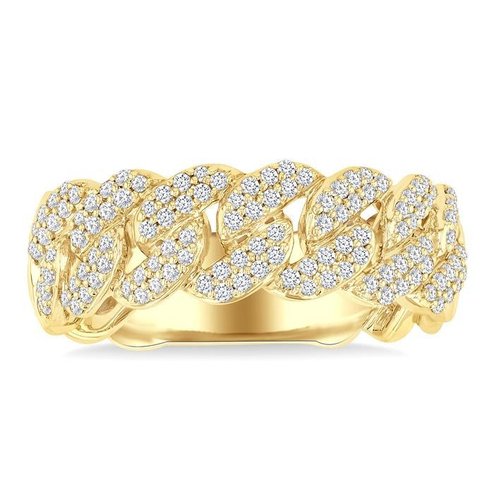 1/2 Ctw Cuban Link Round Cut Diamond Fashion Band in 14K Yellow Gold