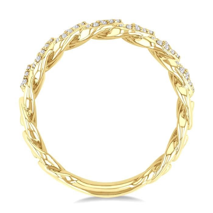 1/2 Ctw Cuban Link Round Cut Diamond Fashion Band in 14K Yellow Gold