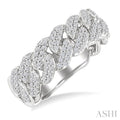 1/2 Ctw Cuban Link Round Cut Diamond Fashion Band in 14K White Gold