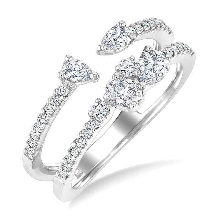 3/4 Ctw Mixed Cut Diamond Split Double Fashion Ring in 14K White Gold