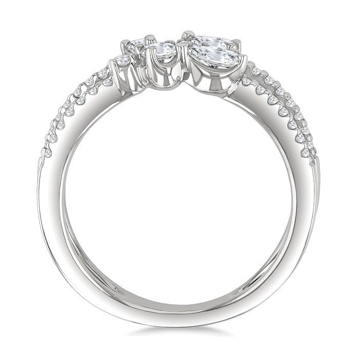 3/4 Ctw Mixed Cut Diamond Split Double Fashion Ring in 14K White Gold