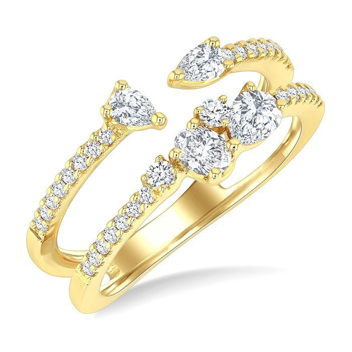 3/4 Ctw Mixed Cut Diamond Split Double Fashion Ring in 14K Yellow Gold