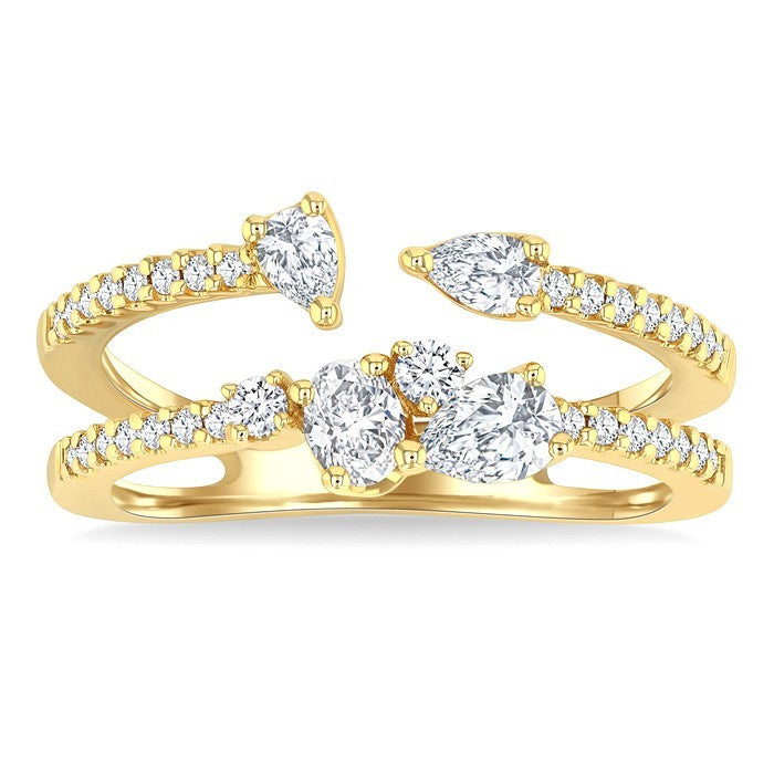 3/4 Ctw Mixed Cut Diamond Split Double Fashion Ring in 14K Yellow Gold