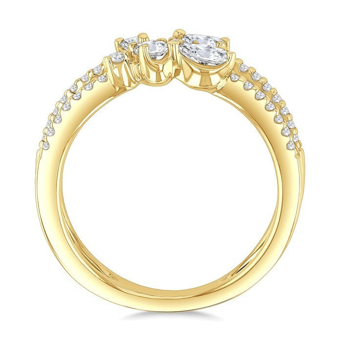 3/4 Ctw Mixed Cut Diamond Split Double Fashion Ring in 14K Yellow Gold