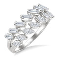 3/4 Ctw Split Twin Row Marquise and Baguette Cut Diamond Fashion Ring in 14K White Gold