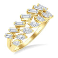 3/4 Ctw Split Twin Row Marquise and Baguette Cut Diamond Fashion Ring in 14K Yellow Gold