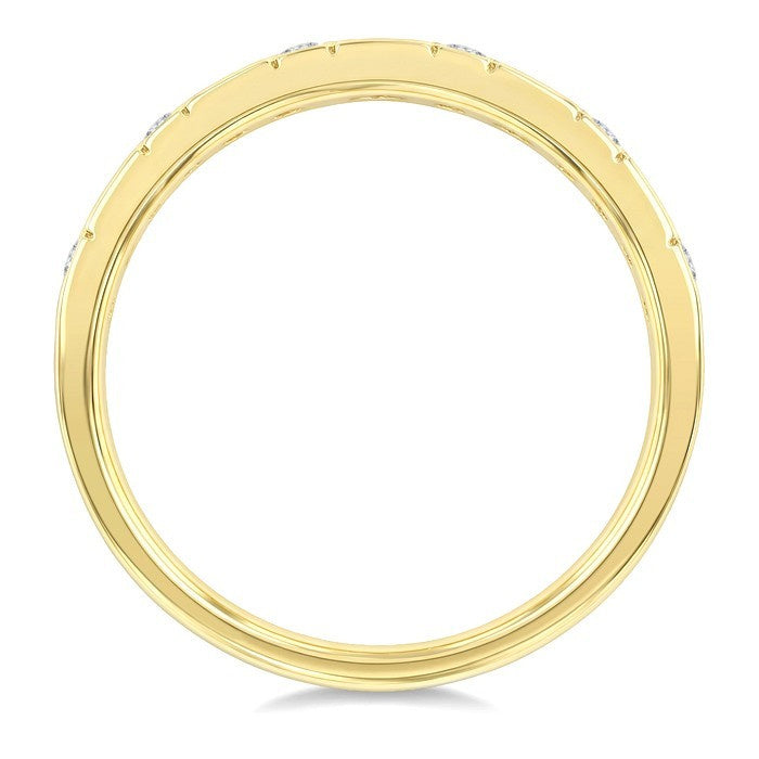 3/8 Ctw Round Cut Diamond Hexagon Shape Weave Fashion Band in 14K Yellow Gold