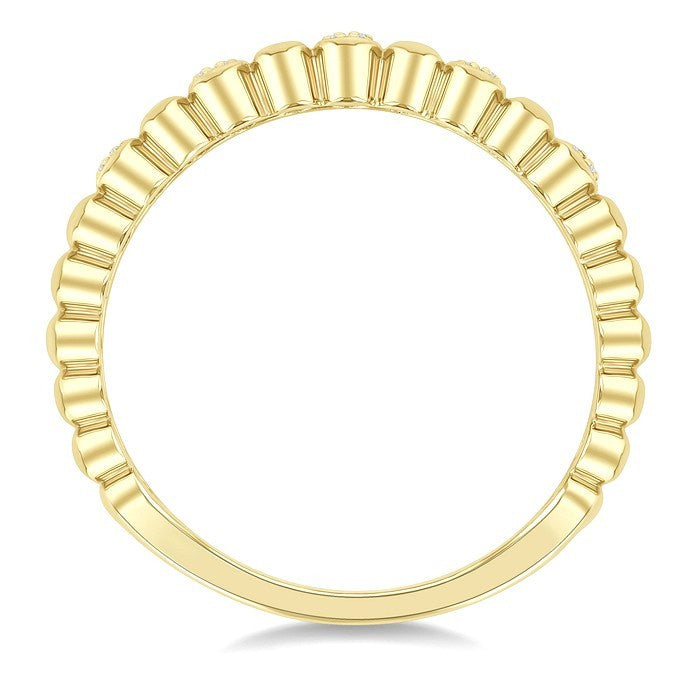 1/10 Ctw Ribbed Pod Shape Round Cut Diamond Pirouette Fashion Band in 10K Yellow Gold