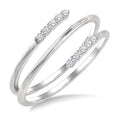 1/6 Ctw Split Double Spring Coil Round Cut Diamond Open Fashion Ring in 10K White Gold