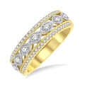 3/8 Ctw Lattice Two Tone Round Cut Diamond Fashion Band in 14K Yellow and White Gold