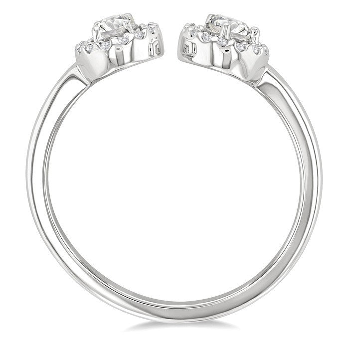 3/8 Ctw Toi Et Moi Pear, Oval and Round Cut Diamond Open Fashion Ring in 14K White Gold