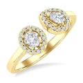 3/8 Ctw Toi Et Moi Pear, Oval and Round Cut Diamond Open Fashion Ring in 14K Yellow Gold