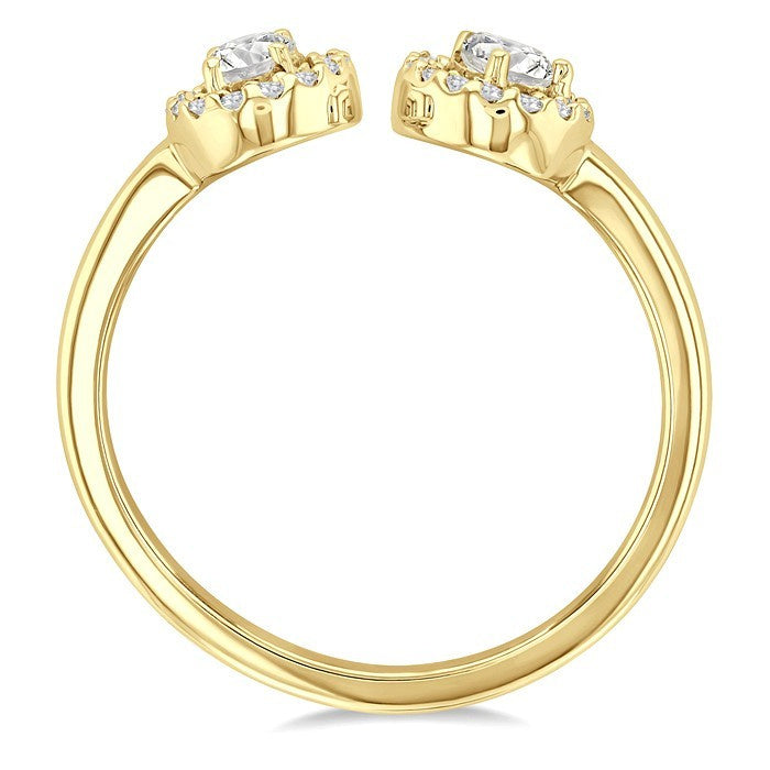 3/8 Ctw Toi Et Moi Pear, Oval and Round Cut Diamond Open Fashion Ring in 14K Yellow Gold