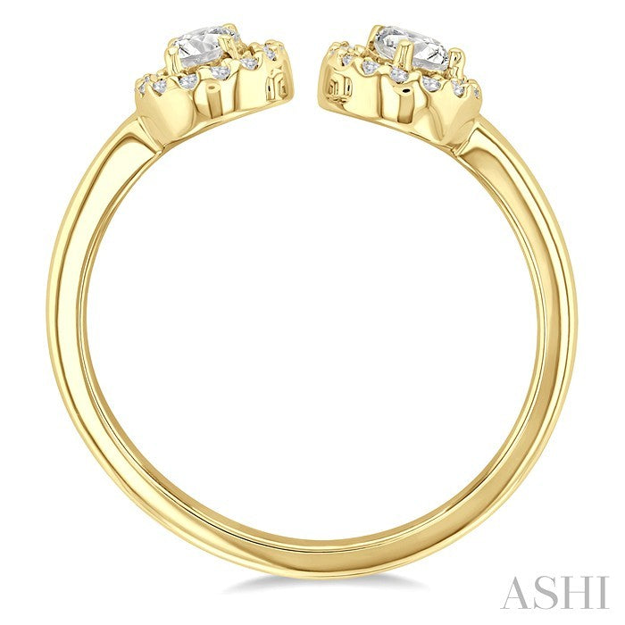 3/8 Ctw Toi Et Moi Pear, Oval and Round Cut Diamond Open Fashion Ring in 14K Yellow Gold