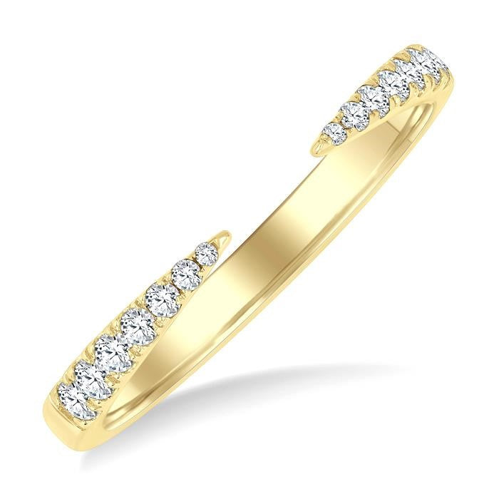1/5 Ctw Graduated Round Cut Diamond Claw Open Fashion Ring in 14K Yellow Gold