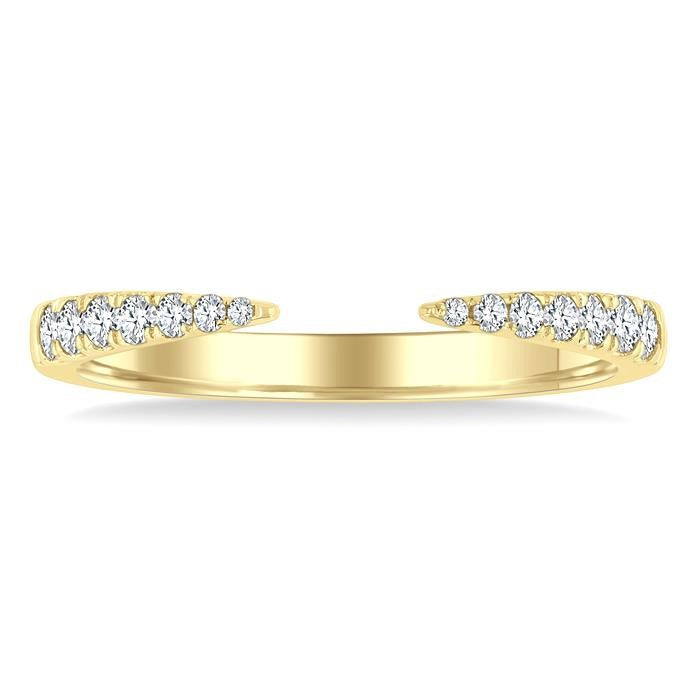 1/5 Ctw Graduated Round Cut Diamond Claw Open Fashion Ring in 14K Yellow Gold