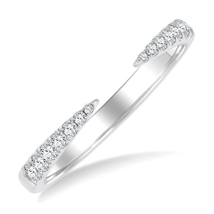 1/5 Ctw Graduated Round Cut Diamond Claw Open Fashion Ring in 10K White Gold