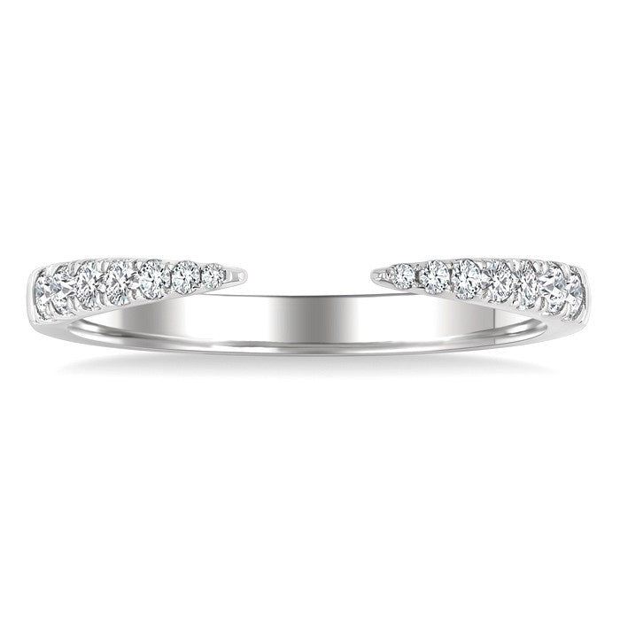 1/5 Ctw Graduated Round Cut Diamond Claw Open Fashion Ring in 10K White Gold