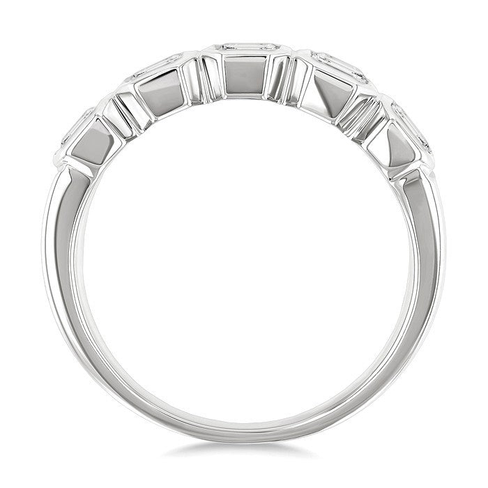 1 1/2 Ctw Bezel Set 5-Stone Emerald Cut Diamond Fashion Band in 14K White Gold