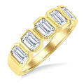 1 1/2 Ctw Bezel Set 5-Stone Emerald Cut Diamond Fashion Band in 14K Yellow Gold