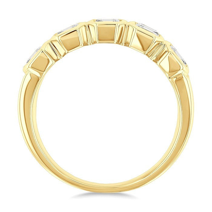 1 1/2 Ctw Bezel Set 5-Stone Emerald Cut Diamond Fashion Band in 14K Yellow Gold
