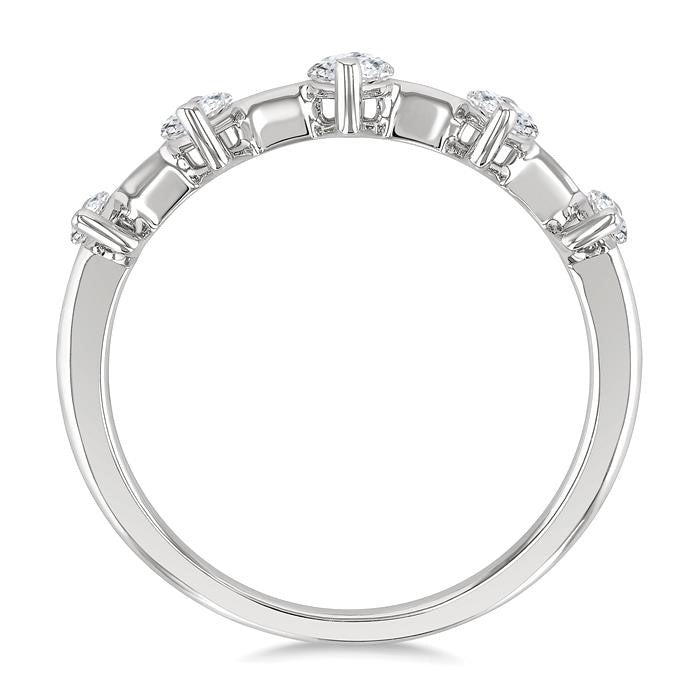 3/4 Ctw Marquise Cut Diamond Half Eternity 5-Stone Fashion Band in 14K White Gold