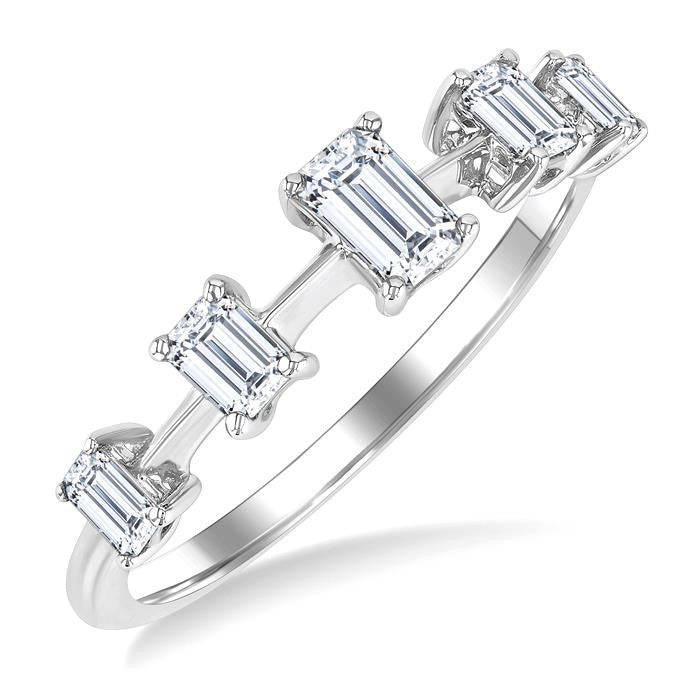 3/4 Ctw Emerald Cut Diamond Half Eternity 5-Stone Fashion Band in 14K White Gold