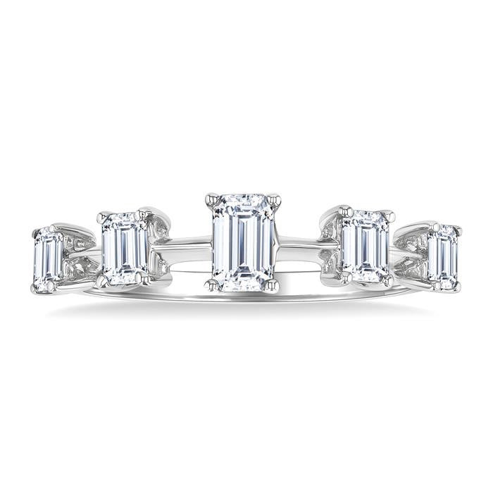 3/4 Ctw Emerald Cut Diamond Half Eternity 5-Stone Fashion Band in 14K White Gold