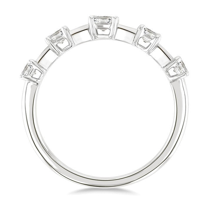 3/4 Ctw Emerald Cut Diamond Half Eternity 5-Stone Fashion Band in 14K White Gold