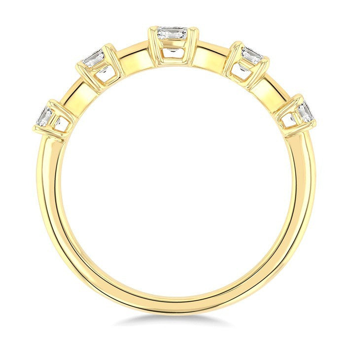 3/4 Ctw Emerald Cut Diamond Half Eternity 5-Stone Fashion Band in 14K Yellow Gold