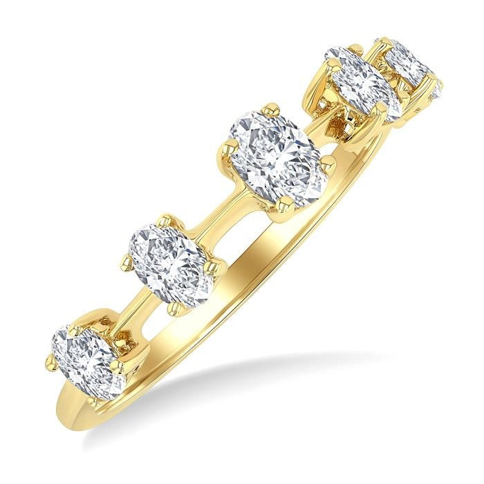 3/4 Ctw Oval Cut Diamond Half Eternity 5-Stone Fashion Band in 14K Yellow Gold
