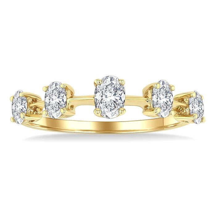 3/4 Ctw Oval Cut Diamond Half Eternity 5-Stone Fashion Band in 14K Yellow Gold