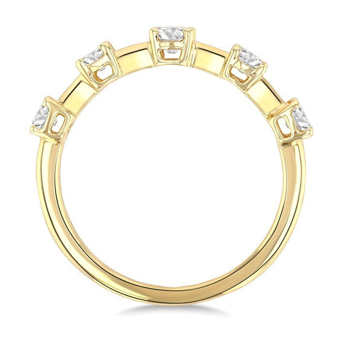 3/4 Ctw Oval Cut Diamond Half Eternity 5-Stone Fashion Band in 14K Yellow Gold